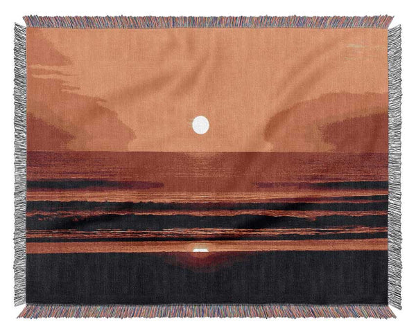 Red Ocean Waves Woven Blanket