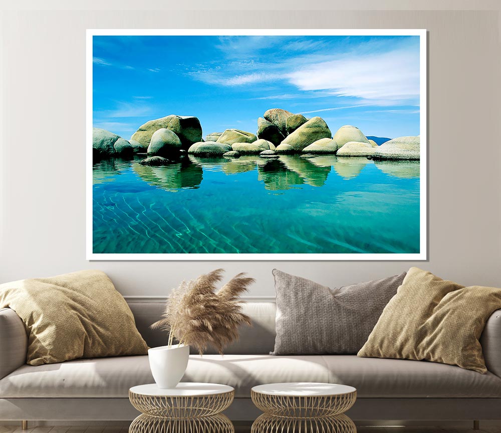 Aqua Rock Pool Print Poster Wall Art