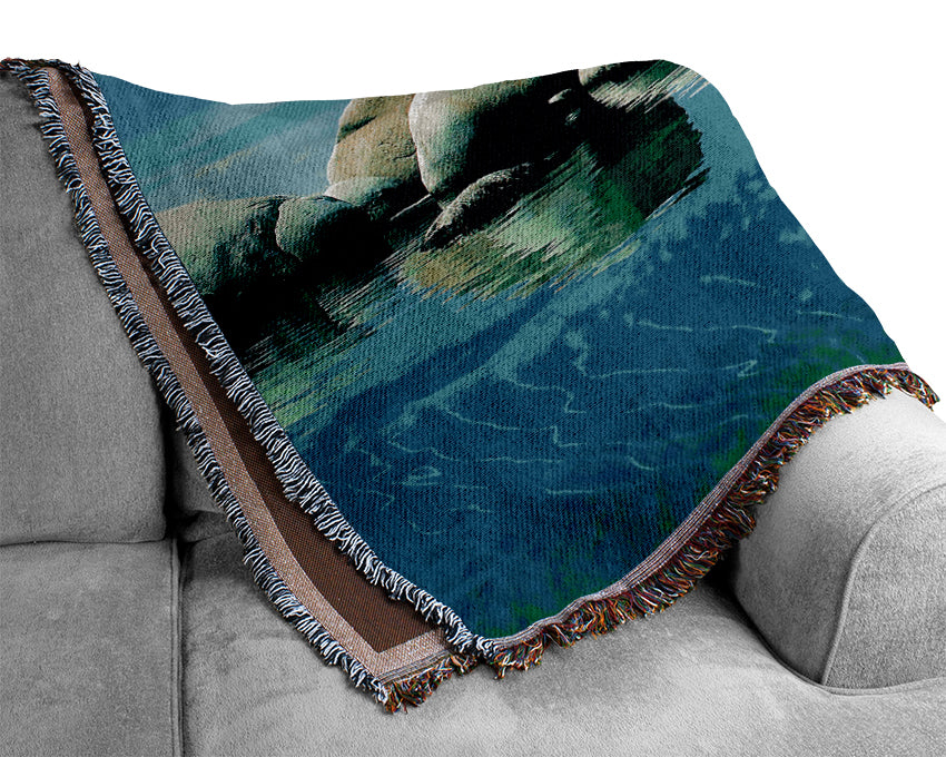 Aqua Rock Pool Woven Blanket