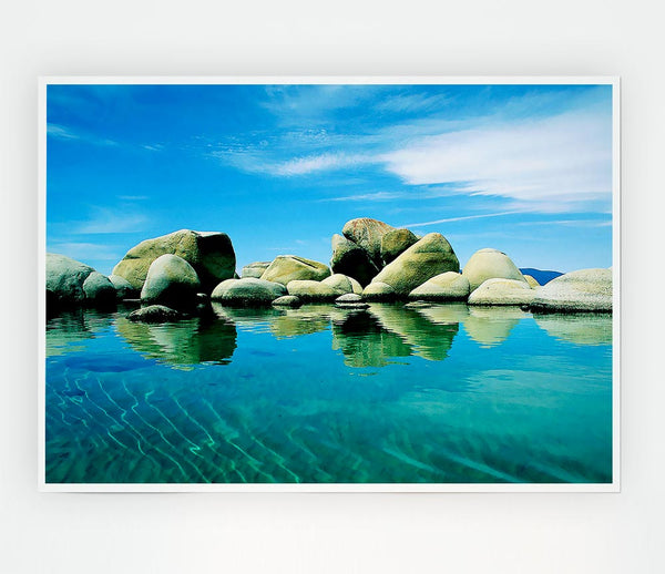 Aqua Rock Pool Print Poster Wall Art