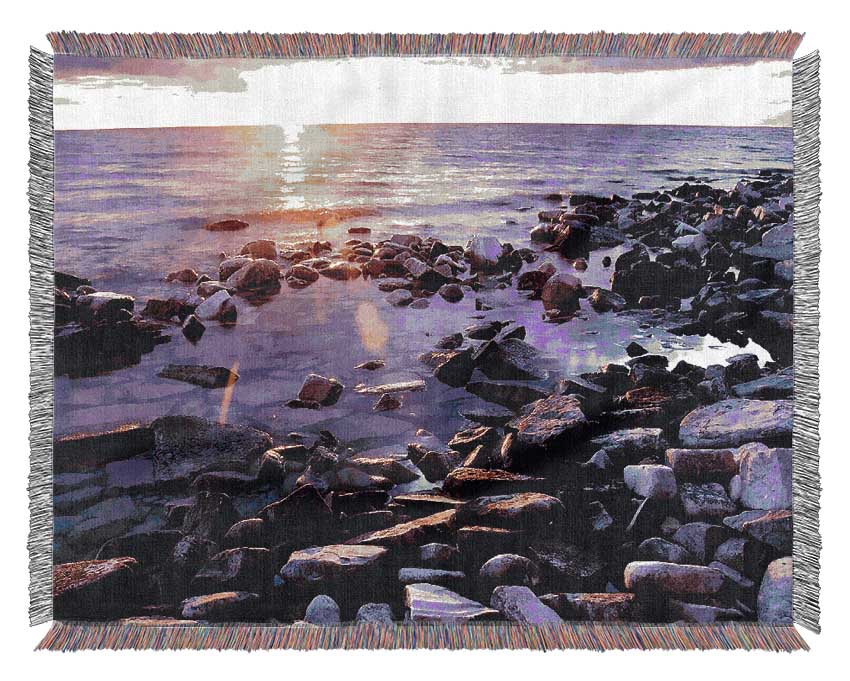 Ocean Pebble Sunrise Woven Blanket