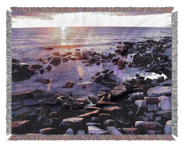 Ocean Pebble Sunrise Woven Blanket