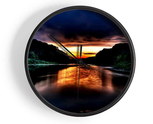 Fire Sunrise Lake Clock - Wallart-Direct UK