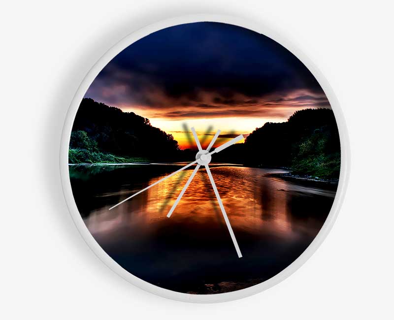 Fire Sunrise Lake Clock - Wallart-Direct UK