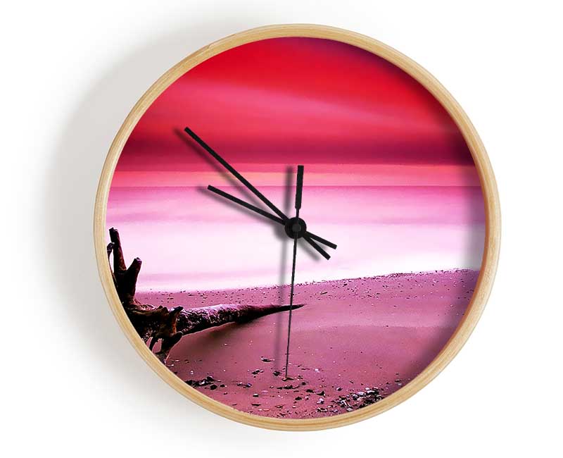 Pink Ocean Calm Clock - Wallart-Direct UK