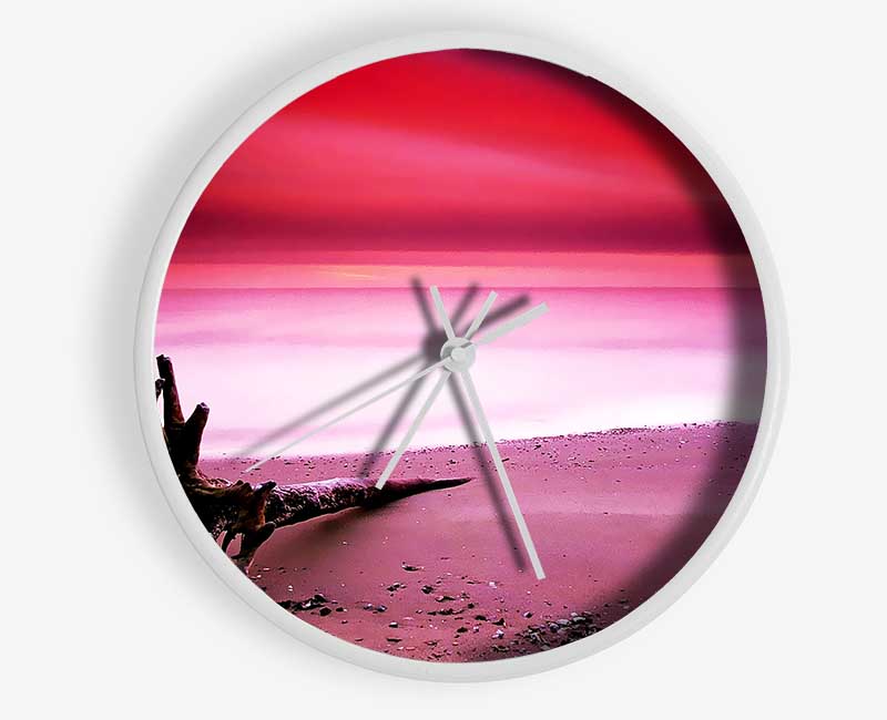 Pink Ocean Calm Clock - Wallart-Direct UK