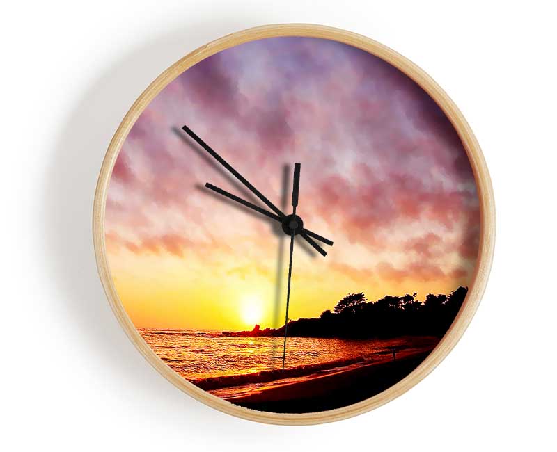 Ocean Path To The Mountain Sunset Clock - Wallart-Direct UK