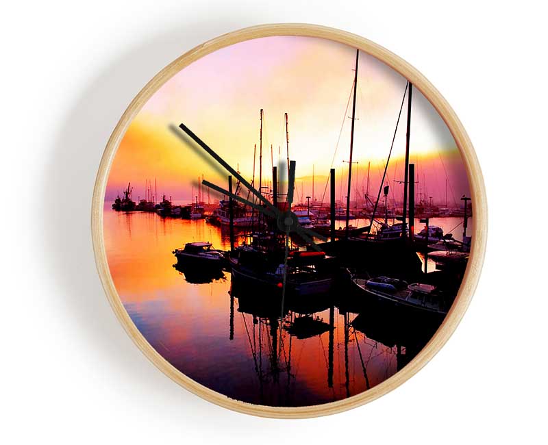 The Harbour At Sunset Clock - Wallart-Direct UK