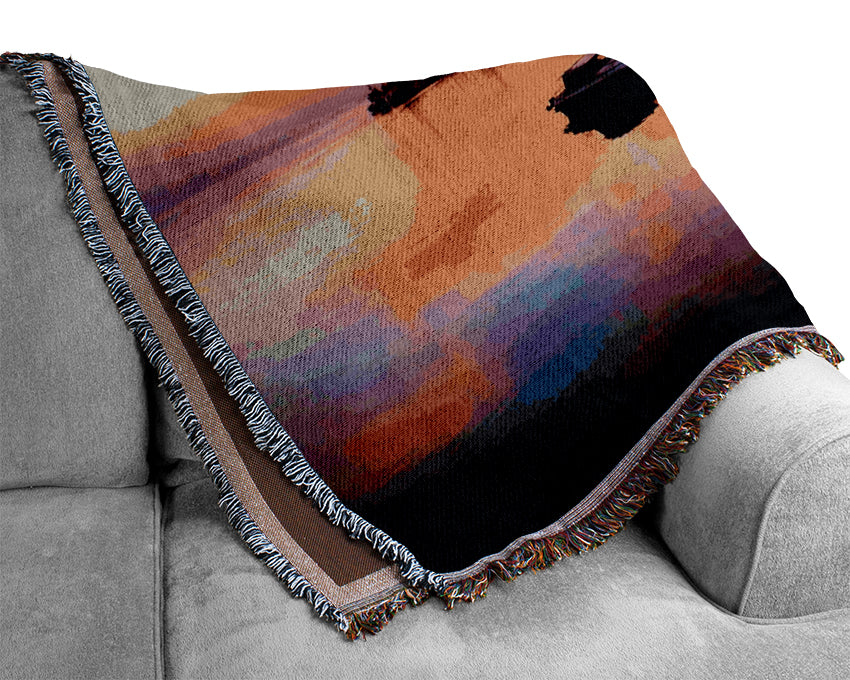 The Harbour At Sunset Woven Blanket