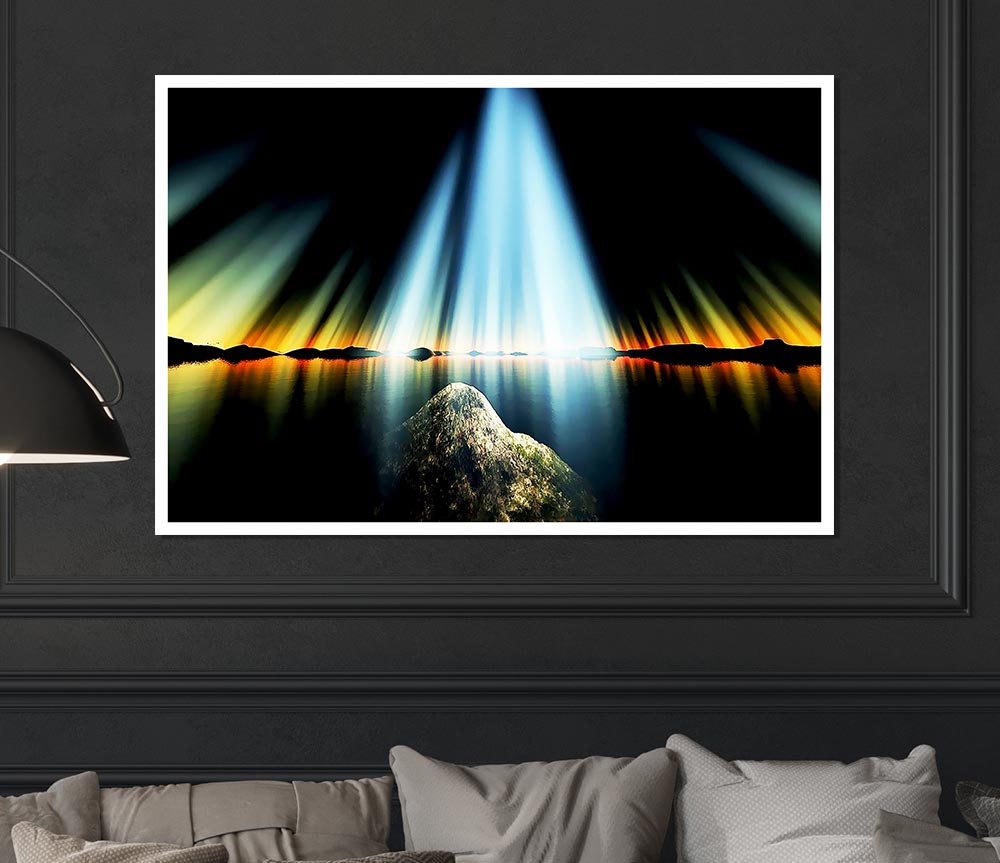 The Sun Rays Of God Print Poster Wall Art