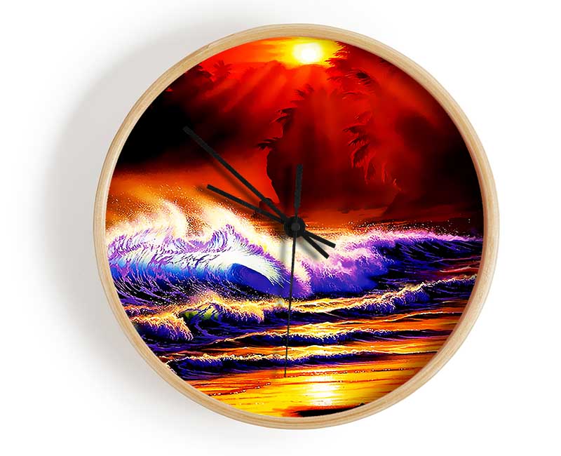 Red Paradise Surf Clock - Wallart-Direct UK