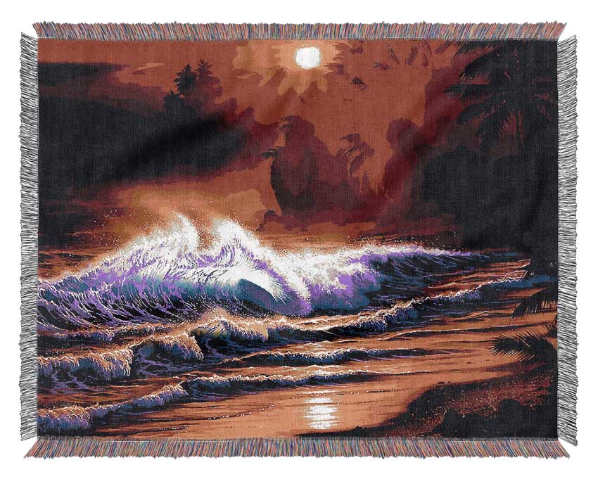 Red Paradise Surf Woven Blanket