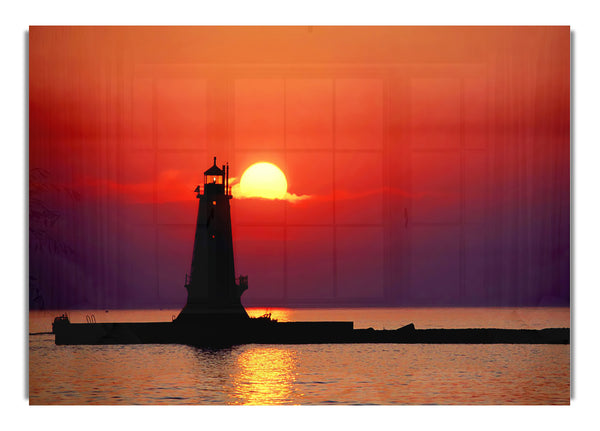 Lighthouse Sunset Red