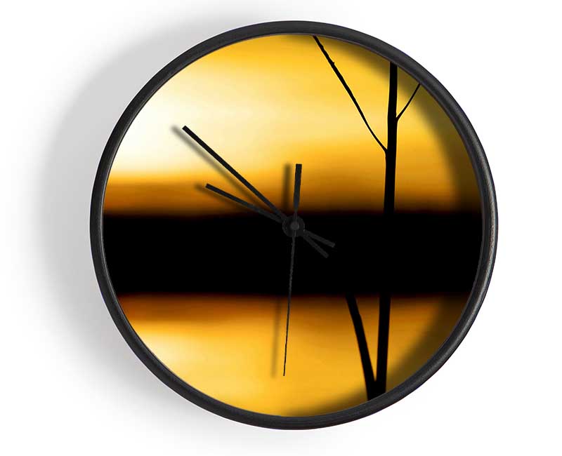 Golden Lake Reflections Clock - Wallart-Direct UK