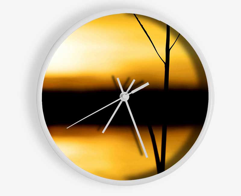 Golden Lake Reflections Clock - Wallart-Direct UK