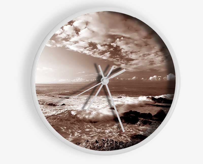 Ocean Mist Sepia Clock - Wallart-Direct UK