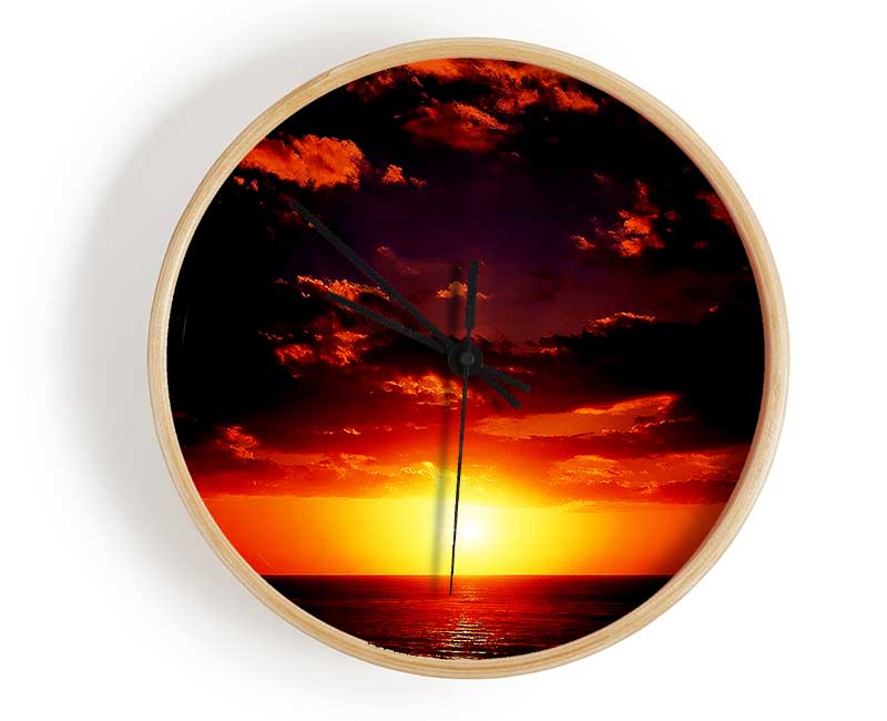 Sunset Through The Black Ocean Clouds Clock - Wallart-Direct UK