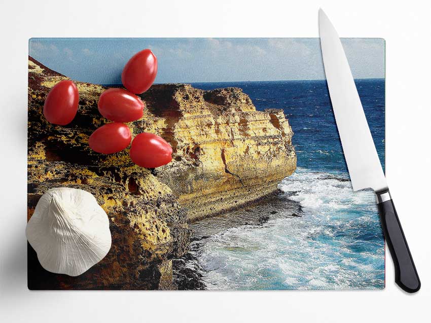 Cliff Face Ocean Glass Chopping Board