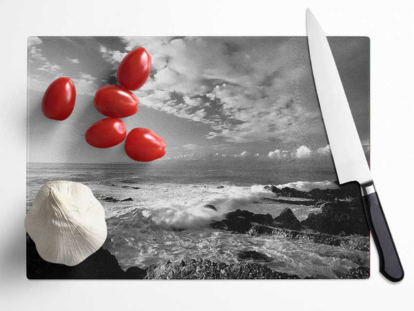 Ocean Mist B n W Glass Chopping Board