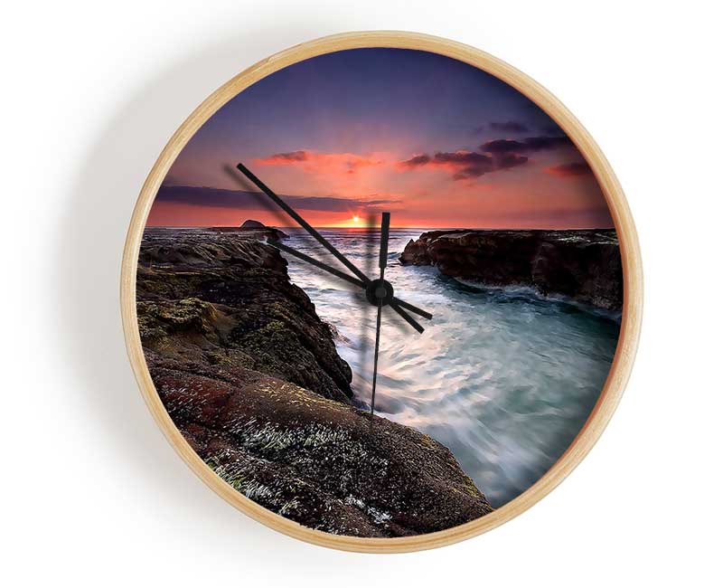 Sunset At Muriwai Beach Clock - Wallart-Direct UK