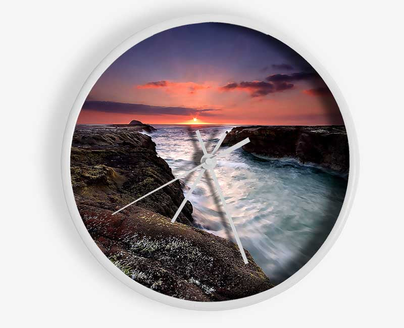 Sunset At Muriwai Beach Clock - Wallart-Direct UK