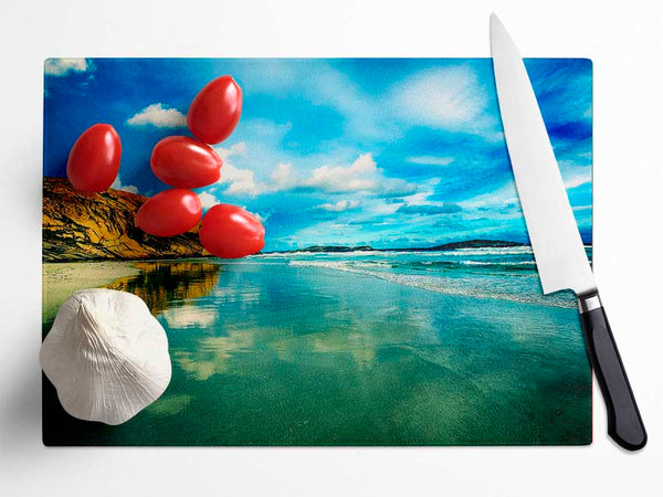 Serene Ocean Reflections Glass Chopping Board