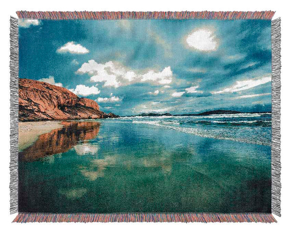 Serene Ocean Reflections Woven Blanket