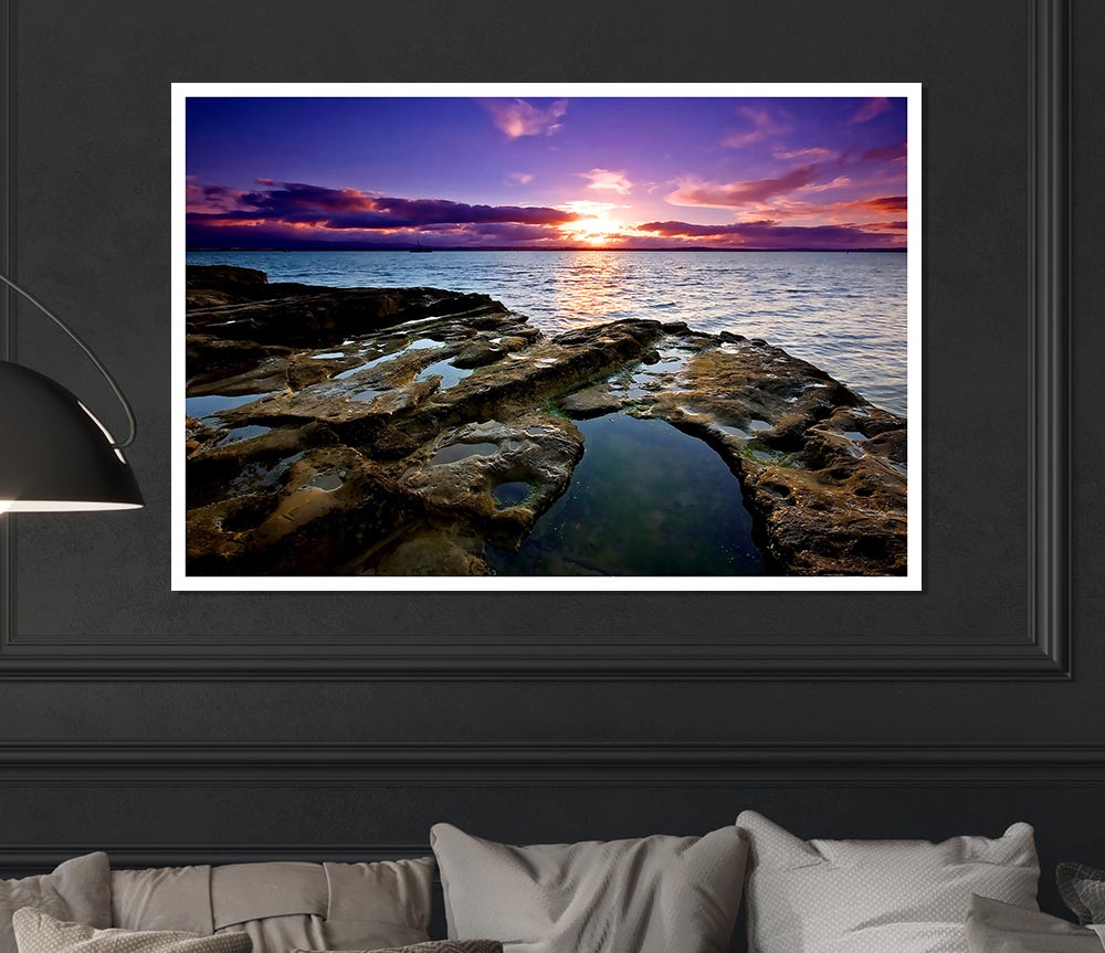 Auckland Sunset Print Poster Wall Art