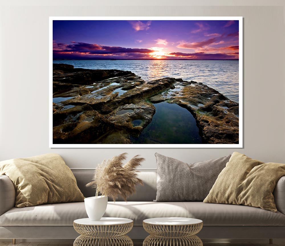 Auckland Sunset Print Poster Wall Art