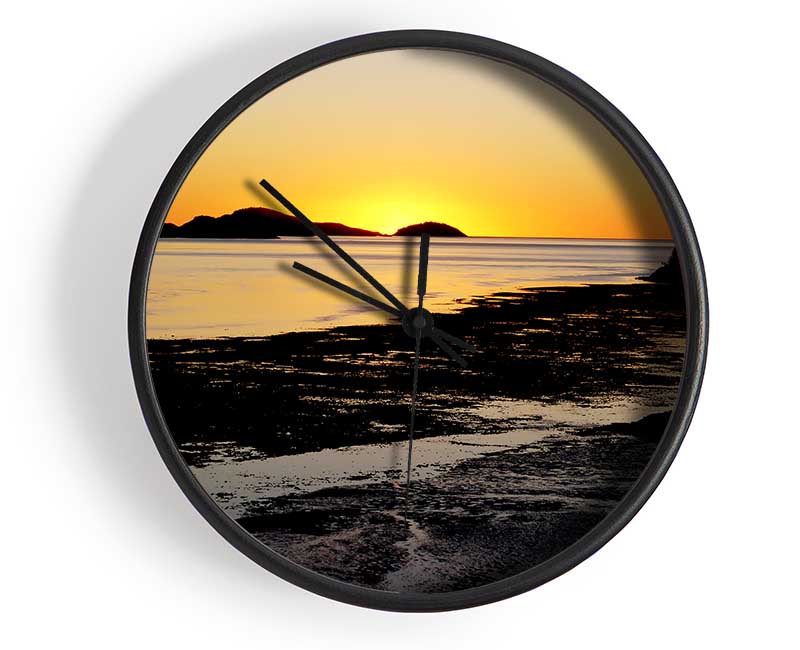 Golden Sunrise Over The Ocean Clock - Wallart-Direct UK