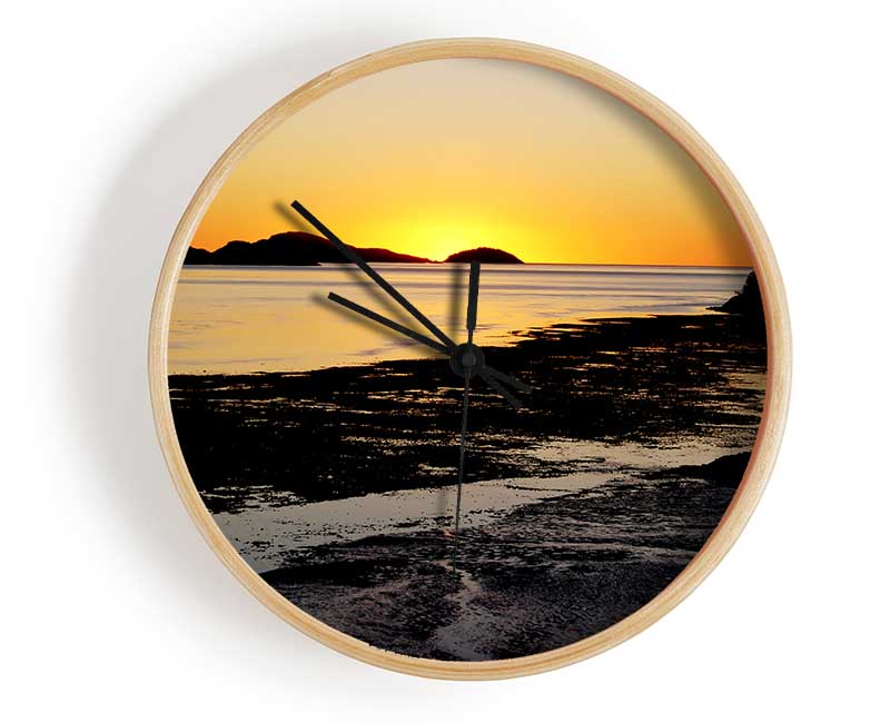 Golden Sunrise Over The Ocean Clock - Wallart-Direct UK