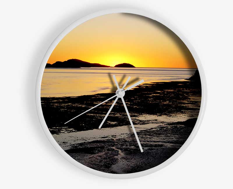 Golden Sunrise Over The Ocean Clock - Wallart-Direct UK