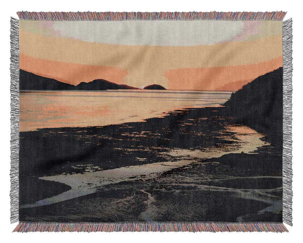 Golden Sunrise Over The Ocean Woven Blanket