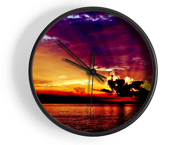 Sunrays Through The Rainbow Sky Clock - Wallart-Direct UK