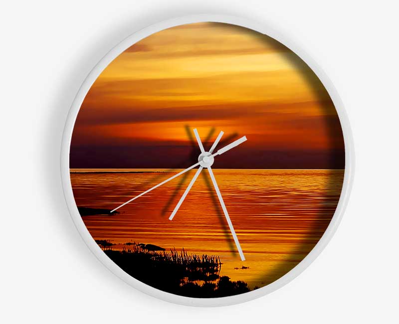 Calming Lake Sunset Clock - Wallart-Direct UK