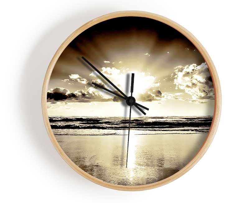 Brown Sunburst Clock - Wallart-Direct UK