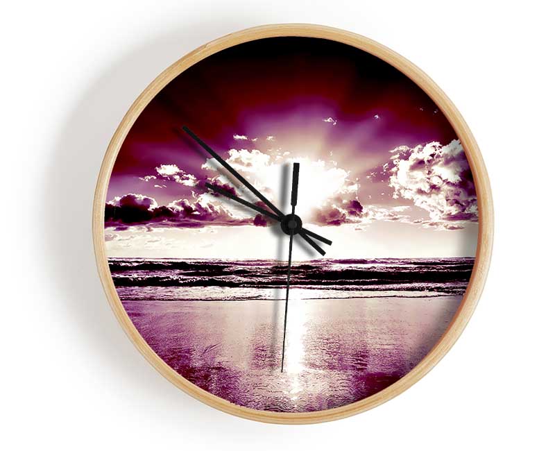 Purple Sunburst Clock - Wallart-Direct UK