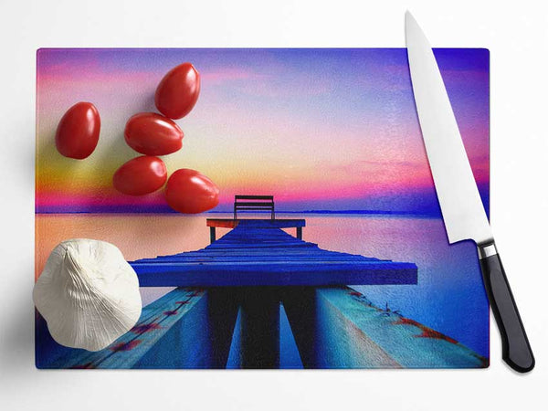 Calming Ocean Pier Glass Chopping Board