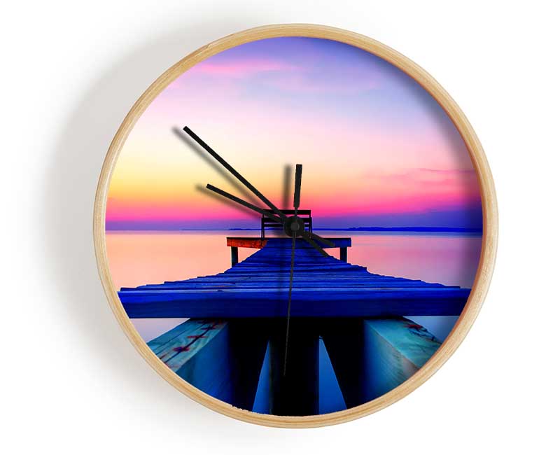 Calming Ocean Pier Clock - Wallart-Direct UK