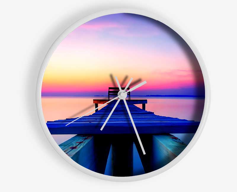 Calming Ocean Pier Clock - Wallart-Direct UK