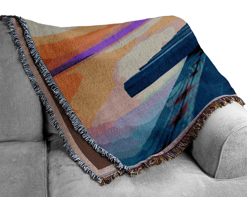 Calming Ocean Pier Woven Blanket