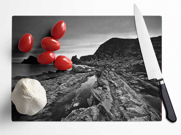 Ocean Rock Formation B n W Glass Chopping Board