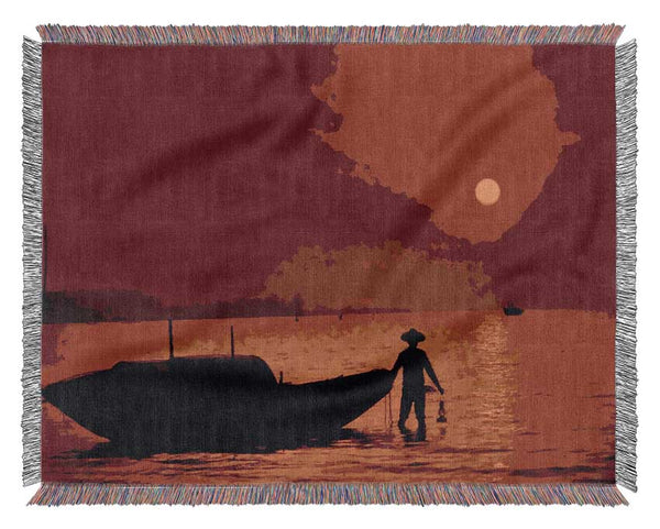 Red Fisherman Woven Blanket