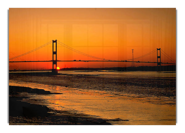 Bridge Afar Orange Sunset