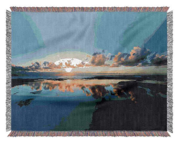 Golden Reflection Lake Woven Blanket