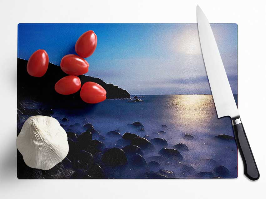 Mist Of The Ocean Rocks At Daybreak Glass Chopping Board