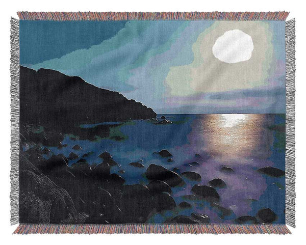 Mist Of The Ocean Rocks At Daybreak Woven Blanket