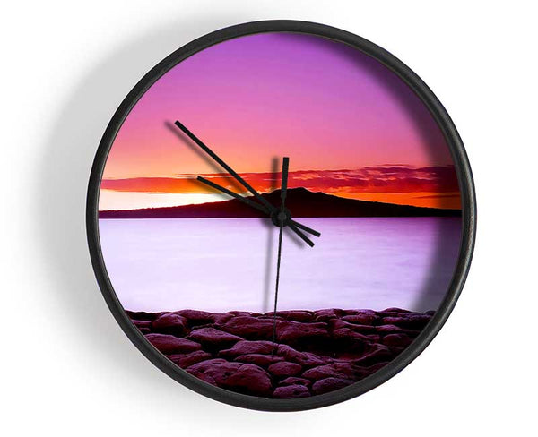 First Light Over The Ocean Rocks Clock - Wallart-Direct UK