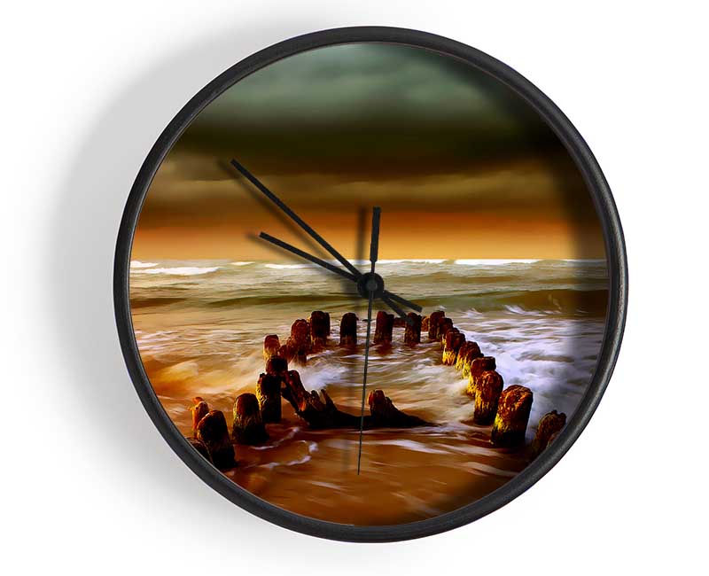 The Oceans Architect Orange Clock - Wallart-Direct UK