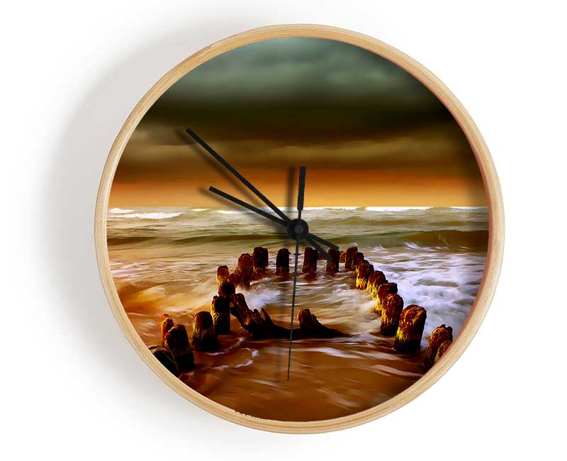 The Oceans Architect Orange Clock - Wallart-Direct UK